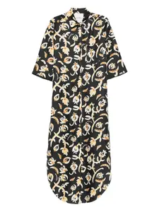 Шелковое платье макси с цветочным принтом Nanushka, черный