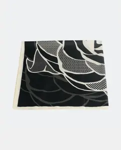 Квадратный платок из полиэстера с цветочным принтом, свежий и универсальный платок для женщин Kbas, черный