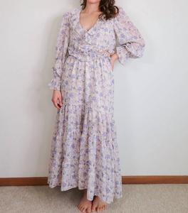 Платье Paloma с вырезами, ботанический принт в фиолетово-кремовых тонах Bishop + young