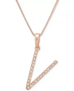 Ожерелье с кулоном-инициалом из 10-каратного розового золота с бриллиантом (1/10 карата), длина 16 дюймов + удлинитель 2 дюйма Macy'S, v