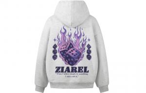 Толстовка Unisex Hooded Moderate Heavyweight ZIAREL, белый heather серый