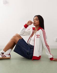 Спортивный топ Beckenbauer белого и красного цветов Adidas Originals