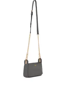Кожаная сумка через плечо с цепочным ремешком DKNY, серый