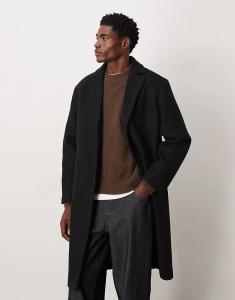 Шерстяное пальто свободного кроя ASOS DESIGN черного цвета