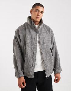 Бомбер из шерстяной ткани ASOS DESIGN серого цвета