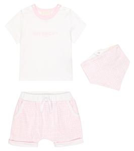 Детская хлопковая футболка 4G, шорты и бандана Givenchy Kids, Marshmallow