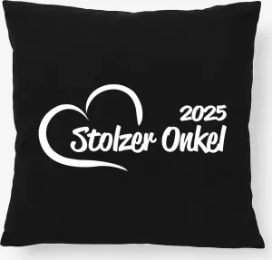 Подушка-сердце Huuraa Proud Uncle 2025, 40x40 см, с наполнителем из черного хлопка, декор в виде гордого дядюшки Hellweg Druckerei