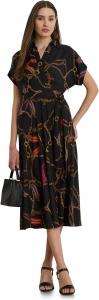 Женское миниатюрное платье из крепа с поясом и принтом Lauren Ralph Lauren, Black Multi