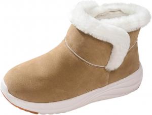 Женские зимние сапоги, утепленные флисом с отделкой из меха, теплые ботильоны до щиколотки, нескользящие для прогулок на улице Generic, Khaki