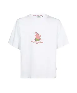 Хлопковая футболка в рубчик с принтом на передней части. Gcds, белый