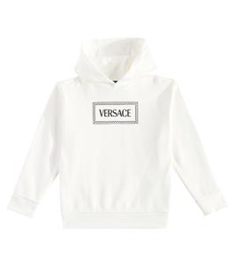 Толстовка из хлопкового джерси с винтажным логотипом 90-х годов Versace Kids, Bianco + Nero