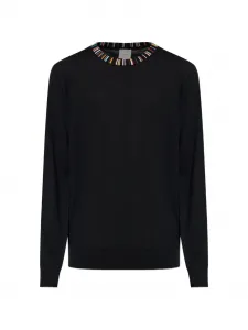 Свитер с круглым вырезом и полосатыми деталями Paul Smith, черный