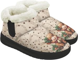 Женские зимние ботинки с меховой подкладкой, слипоны с плоским каблуком и меховой подкладкой, ботильоны Qoiuvncy, Highland Cow