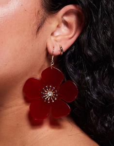 Серьги с бордовыми цветами True Decadence