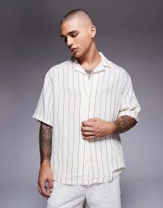 Рубашка свободного кроя River Island в полоску серо-зеленого цвета