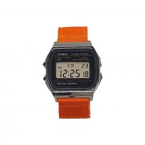CASIO Часы Unisex YOUTH Black Watch, Silver Small Block Nylon Orange