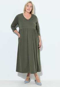 Платье Ulla Popken COUTURE EMPIRE COL V MANCHES 3/4 POCHES, Olive Grey/Olive