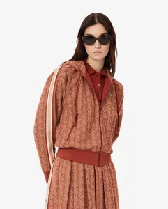 Женское худи с капюшоном и молнией с жаккардовым монограммой Lacoste, коричневый