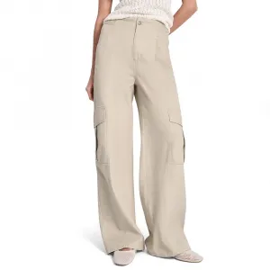 Брюки DKNY DW2100134 high waist, бежевый