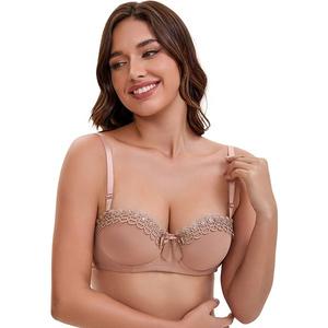 Женский конвертируемый бюстгальтер получашка French underwire maximizer push up с бантиком Inspire Chic, Khaki