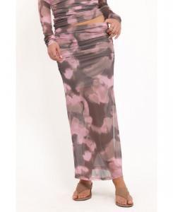 Женская юбка-миди Caelira из сетчатой ткани с абстрактным принтом Petal and Pup, Pink/brown print