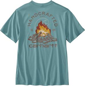 Мужская легкая футболка Carhartt свободного кроя с коротким рукавом и принтом «огонь», Summer Blue