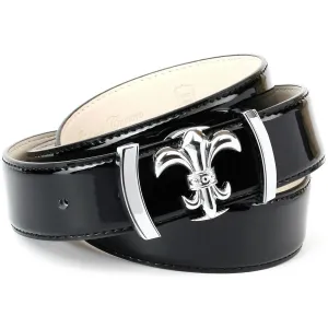 Кожаный ремень Anthoni Crown с лакированной застежкой в ​​виде лилии, черный