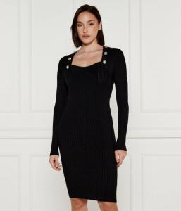 Платье Guess Marciano с квадратным вырезом и декоративными пуговицами, черный