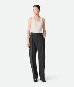 Mouline wool twill pants BOTTEGA VENETA, угольный/черный