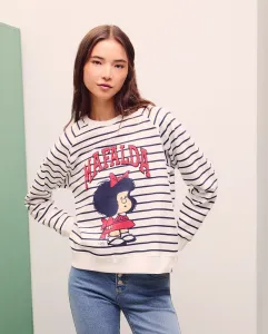 Женская толстовка с круглым вырезом лицензия Mafalda Green Coast, белый