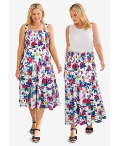 Платье-трансформер большого размера в юбку Woman Within, White coral floral