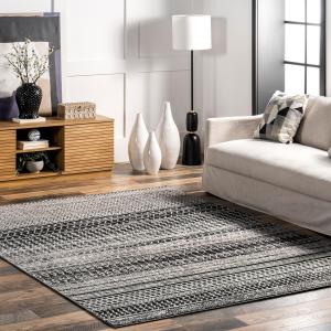 Ковер nuLOOM, 61 x 92 см, Nova Bohemian Striped Accent, Dark Grey