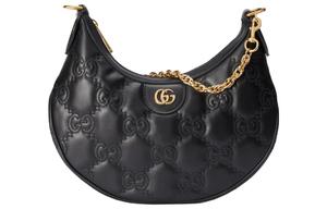 Сумка GG Matelassé из кожи в форме полумесяца через плечо женская черная GUCCI