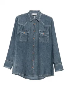 Шелковая рубашка с карманами-клапанами Pierre-Louis Mascia, синий