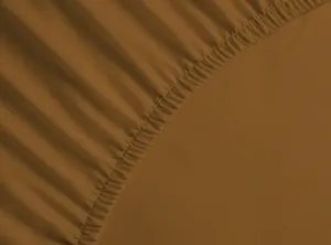 Простыня на резинке из перкаля 140x200+40 см. Цвет: коньячно-коричневый. YELLOW