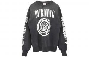 Брендовая толстовка Burning Crewneck SAINT Mxxxxxx, черная