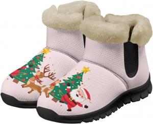 Зимние женские ботинки Jeiento для Рождества, комфортные снегоступы с противоскользящей подошвой и утолщением, Christmas Tree Santa Reindeer