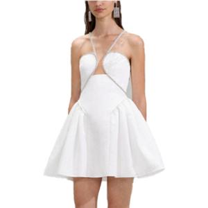 Футболка из тафты расклешенная мини Self-portrait, чисто-белый