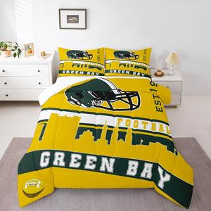 Erosebridal Комплект постельного белья American Football с тематикой спортивных игр в зеленых тонах, Yellow