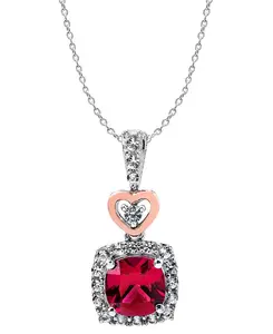 Женское ожерелье с подвеской в форме сердца из стерлингового серебра, покрытое розовым золотом 14 карат Macy'S, red