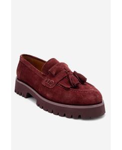 Женские кожаные лоферы Poen с кисточками Forever & Always Shoes, Burgundy suede leather