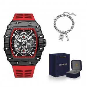 STARKING Часы Richard Collection Quartz Movement Silicone Strap Watch Men's Watch Black Dial