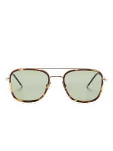 Солнцезащитные очки-пилоты в оправе черепаховой расцветки Thom Browne Eyewear, коричневый
