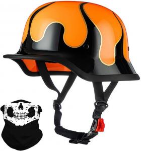 Шлем мотоциклетный ACLFF Vintage German, черный / оранжевый