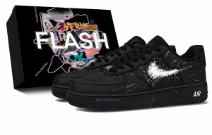 Nike Кроссовки Air Force 1 Dark Night Star Blast, в коробке, износостойкие низкие, для скейтбординга, унисекс, черный с белыми элементами