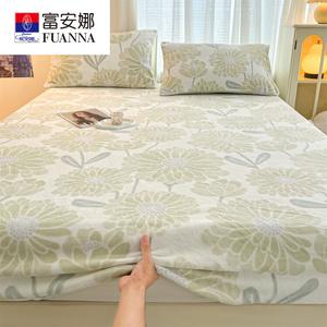 Fuanna Простыня на резинке 120х200 см, молочный бархат, флис, утолщенная, антистатическая