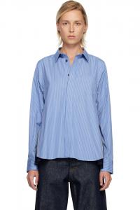 Sacai Синяя рубашка из поплина и шифона