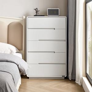 Quanu Комод 60х40х80 см для спальни и гостиной из дерева, 5 ящиков, серо-белый