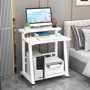 Компьютерный стол Shukeyijia 80x50 см снежно-белый двухуровневый с бесплатными колесиками