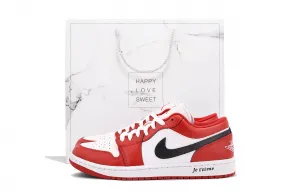 Jordan Air 1 устойчивые к истиранию кроссовки низкие баскетбольные винтаж unisex красный черный